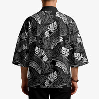 Grayscale Monstera Kimono Polynesian Tribal Pattern LT01 - Polynesian Pride