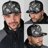 Grayscale Monstera Mesh Trucker Cap Polynesian Tribal Pattern LT01 - Polynesian Pride