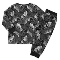 Grayscale Monstera Christmas Pajama Set Polynesian Tribal Pattern LT01 - Polynesian Pride