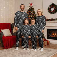 Grayscale Monstera Christmas Pajama Set Polynesian Tribal Pattern LT01 - Polynesian Pride