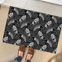 Grayscale Monstera Rubber Doormat Polynesian Tribal Pattern LT01 - Polynesian Pride