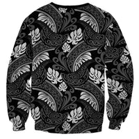Grayscale Monstera Sweatshirt Polynesian Tribal Pattern LT01 - Polynesian Pride