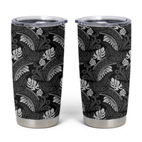 Grayscale Monstera Tumbler Cup Polynesian Tribal Pattern LT01 Black - Polynesian Pride