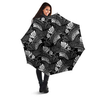 Grayscale Monstera Umbrella Polynesian Tribal Pattern LT01 - Polynesian Pride