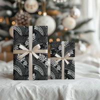 Grayscale Monstera Wrapping Paper Polynesian Tribal Pattern LT01 - Polynesian Pride