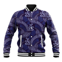 Deep Blue Monstera Baseball Jacket Polynesian Tribal Pattern LT01 Unisex Blue - Polynesian Pride