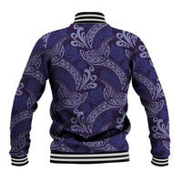 Deep Blue Monstera Baseball Jacket Polynesian Tribal Pattern LT01 - Polynesian Pride