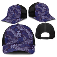 Deep Blue Monstera Baseball Net Cap Polynesian Tribal Pattern LT01 - Polynesian Pride