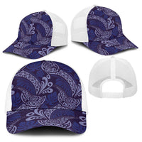 Deep Blue Monstera Baseball Net Cap Polynesian Tribal Pattern LT01 - Polynesian Pride
