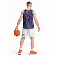 Deep Blue Monstera Basketball Jersey Polynesian Tribal Pattern LT01 - Polynesian Pride