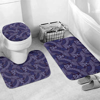 Deep Blue Monstera Bathroom Set Polynesian Tribal Pattern - Polynesian Pride