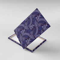 Deep Blue Monstera Canvas Wall Art Polynesian Tribal Pattern LT01 With Frame Blue - Polynesian Pride