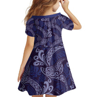 Deep Blue Monstera Family Matching Short Sleeve Bodycon Dress and Hawaiian Shirt Polynesian Tribal Pattern - Polynesian Pride