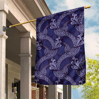 Deep Blue Monstera Garden Flag Polynesian Tribal Pattern - Polynesian Pride