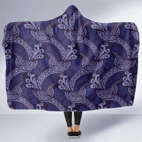 Deep Blue Monstera Hooded Blanket Polynesian Tribal Pattern LT01 One Size Blue - Polynesian Pride