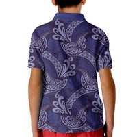 Deep Blue Monstera Kid Polo Shirt Polynesian Tribal Pattern LT01 - Polynesian Pride