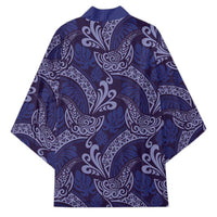 Deep Blue Monstera Kimono Polynesian Tribal Pattern LT01 - Polynesian Pride