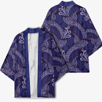 Deep Blue Monstera Kimono Polynesian Tribal Pattern LT01 - Polynesian Pride