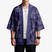 Deep Blue Monstera Kimono Polynesian Tribal Pattern LT01 - Polynesian Pride