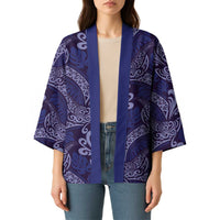 Deep Blue Monstera Kimono Polynesian Tribal Pattern LT01 - Polynesian Pride