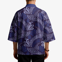 Deep Blue Monstera Kimono Polynesian Tribal Pattern LT01 - Polynesian Pride