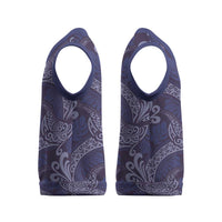 Deep Blue Monstera Christmas Knitted V-Neck Vest Polynesian Tribal Pattern LT01 - Polynesian Pride