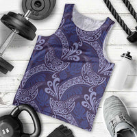Deep Blue Monstera Men Tank Top Polynesian Tribal Pattern LT01 - Polynesian Pride