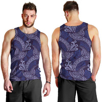 Deep Blue Monstera Men Tank Top Polynesian Tribal Pattern LT01 - Polynesian Pride