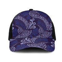 Deep Blue Monstera Mesh Trucker Cap Polynesian Tribal Pattern LT01 One Size Black Blue - Polynesian Pride