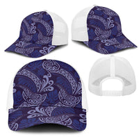 Deep Blue Monstera Mesh Trucker Cap Polynesian Tribal Pattern LT01 - Polynesian Pride