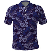 Deep Blue Monstera Polo Shirt Polynesian Tribal Pattern LT01 Blue - Polynesian Pride