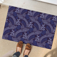 Deep Blue Monstera Rubber Doormat Polynesian Tribal Pattern LT01 - Polynesian Pride