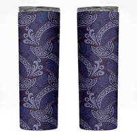 Deep Blue Monstera Skinny Tumbler Polynesian Tribal Pattern LT01 Blue - Polynesian Pride