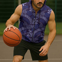 Deep Blue Monstera Sleeveless Zip Hoodie Polynesian Tribal Pattern LT01 - Polynesian Pride