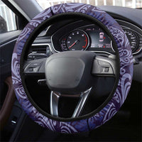 Deep Blue Monstera Steering Wheel Cover Polynesian Tribal Pattern LT01 - Polynesian Pride