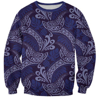 Deep Blue Monstera Sweatshirt Polynesian Tribal Pattern LT01 Unisex Blue - Polynesian Pride