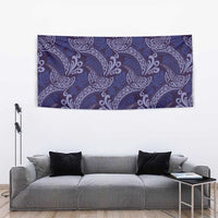 Deep Blue Monstera Tapestry Polynesian Tribal Pattern - Polynesian Pride