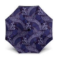 Deep Blue Monstera Umbrella Polynesian Tribal Pattern LT01 One Size Folded 11.42 inch Opened Diameter 37.4 inch Blue - Polynesian Pride