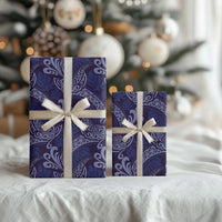 Deep Blue Monstera Wrapping Paper Polynesian Tribal Pattern LT01 - Polynesian Pride