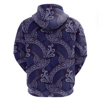 Deep Blue Monstera Zip Hoodie Polynesian Tribal Pattern LT01 - Polynesian Pride