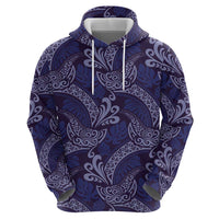 Deep Blue Monstera Zip Hoodie Polynesian Tribal Pattern LT01 - Polynesian Pride