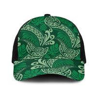 Forest Green Monstera Baseball Net Cap Polynesian Tribal Pattern LT01 One Size Black Green - Polynesian Pride