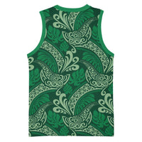 Forest Green Monstera Basketball Jersey Polynesian Tribal Pattern LT01 - Polynesian Pride