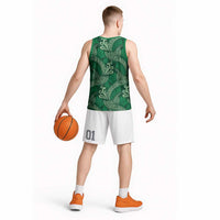 Forest Green Monstera Basketball Jersey Polynesian Tribal Pattern LT01 - Polynesian Pride