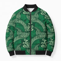 Forest Green Monstera Bomber Puffer Jacket Polynesian Tribal Pattern LT01 Unisex Green - Polynesian Pride