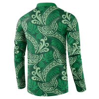 Forest Green Monstera Button Sweatshirt Polynesian Tribal Pattern LT01 - Polynesian Pride