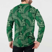 Forest Green Monstera Button Sweatshirt Polynesian Tribal Pattern LT01 - Polynesian Pride