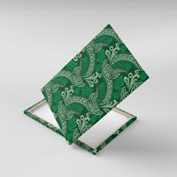 Forest Green Monstera Canvas Wall Art Polynesian Tribal Pattern LT01 With Frame Green - Polynesian Pride