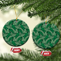 Forest Green Monstera Ceramic Ornament Polynesian Tribal Pattern LT01 Circle Green - Polynesian Pride
