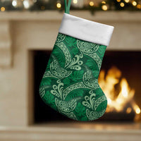 Forest Green Monstera Christmas Stocking Polynesian Tribal Pattern - Polynesian Pride